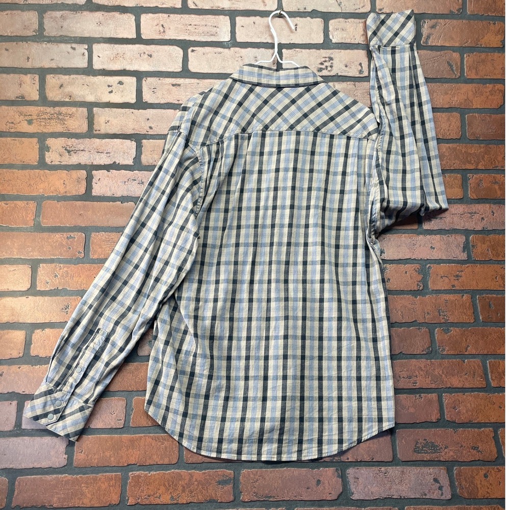 Kryptek M-L Black Brown Blue Plaid Flannel Long Sleeve Snap Button Shirt - Picture 6 of 11